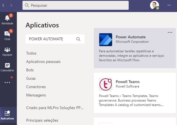Power Automate - Aplicativos